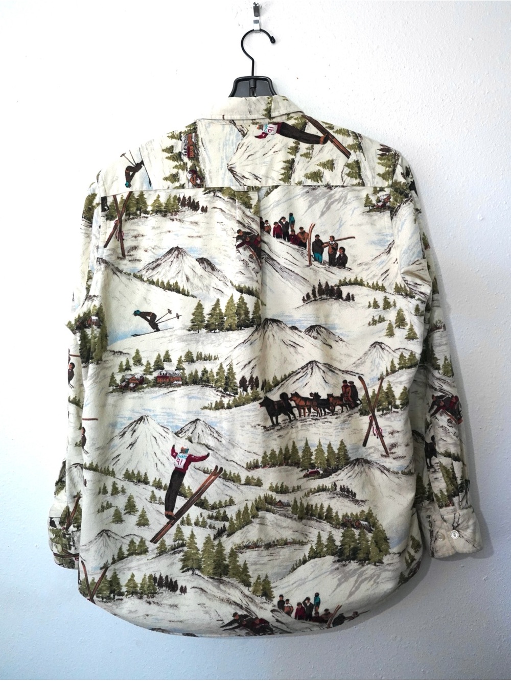 Chaps Ralph Lauren Vintage Ski Scene Flannel Shirt Size Large - Picture 3 of 10